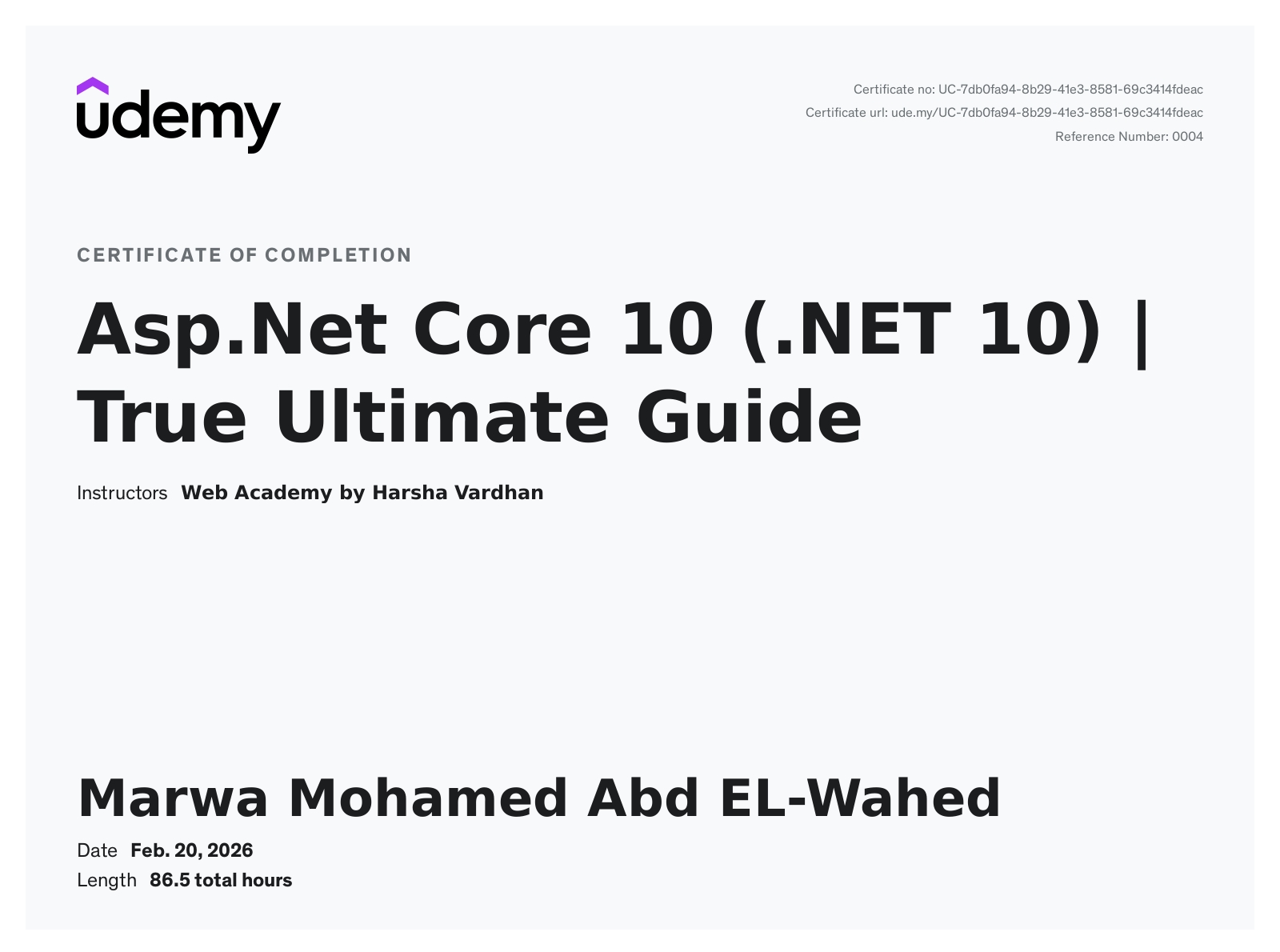 Certificate: ASP.NET Core 10 (.NET 10) | True Ultimate Guide