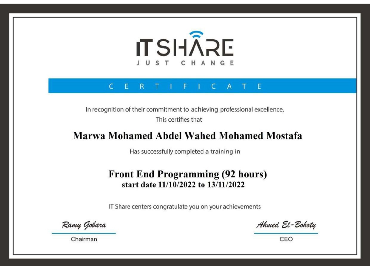 Certificate: Front End Programming